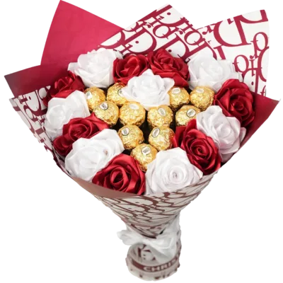 Eternal Rose Heart Shape Bouquet With Chocolate