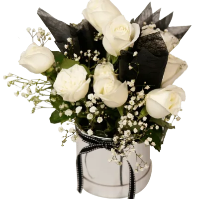 Elegant Cylinder White Rose
