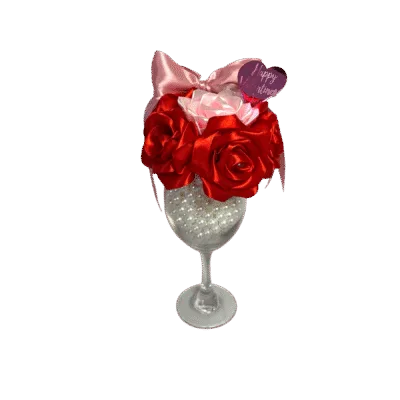 Wine Glass Rose Arrangement